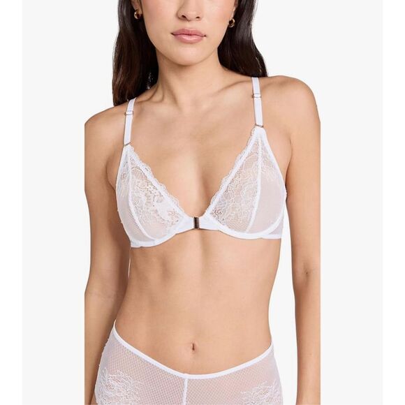 Skarlett Blue NWT Flaunt Front Close Underwire Bra White 34D - Picture 4 of 5